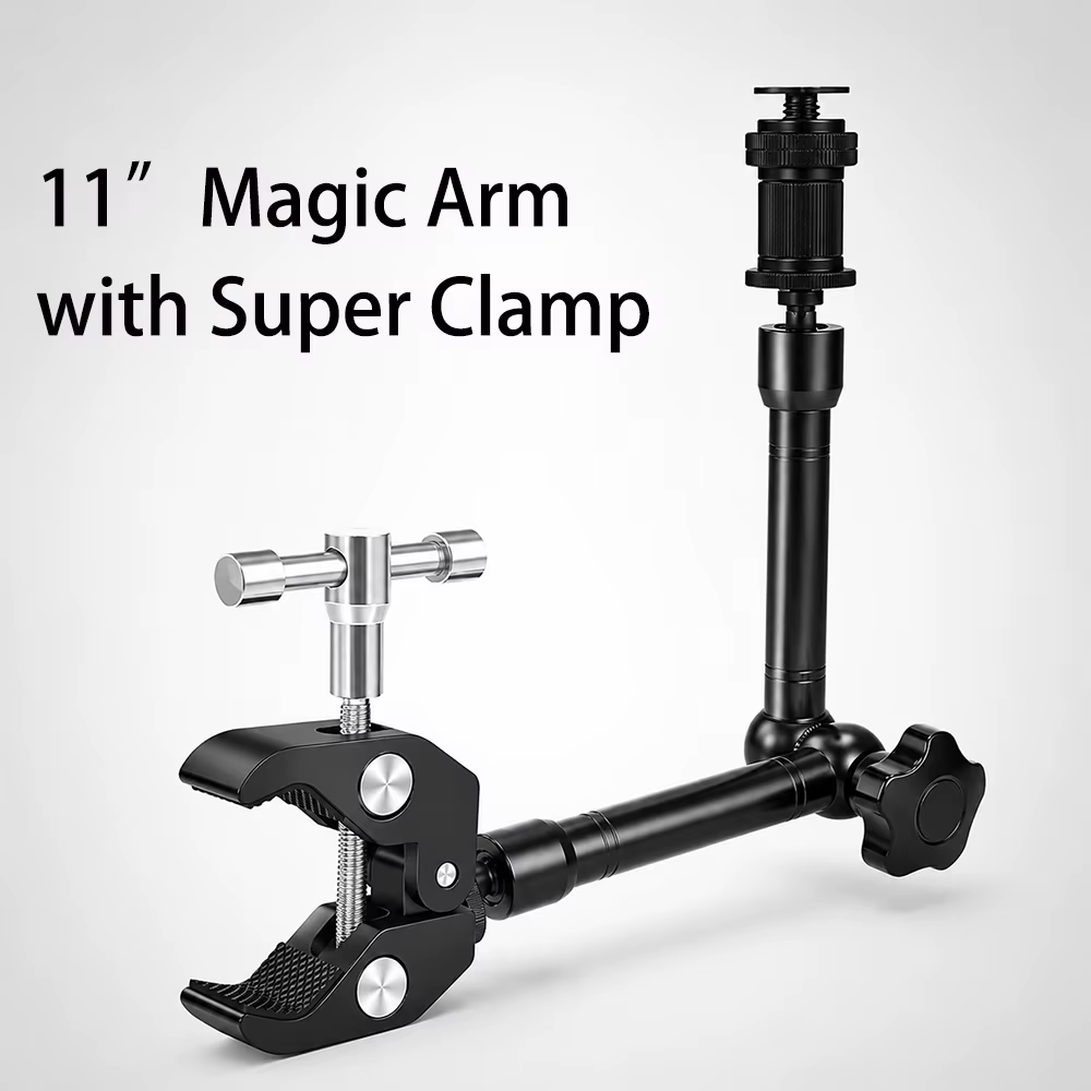 Bras magique de 11 pouces avec super pince pour appareil photo reflex numérique, moniteur LCD, éclai