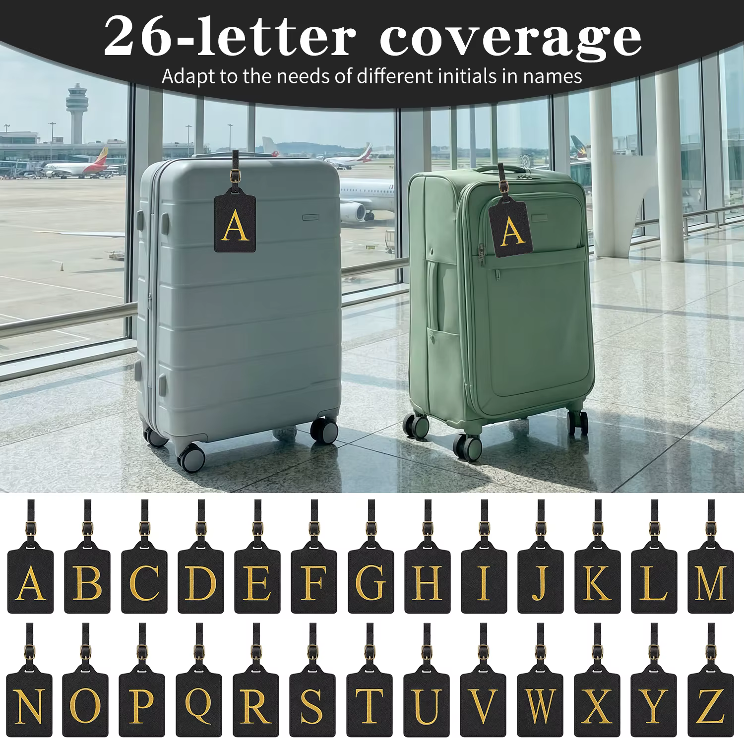 Étiquette à bagages personnalisée avec 26 lettres