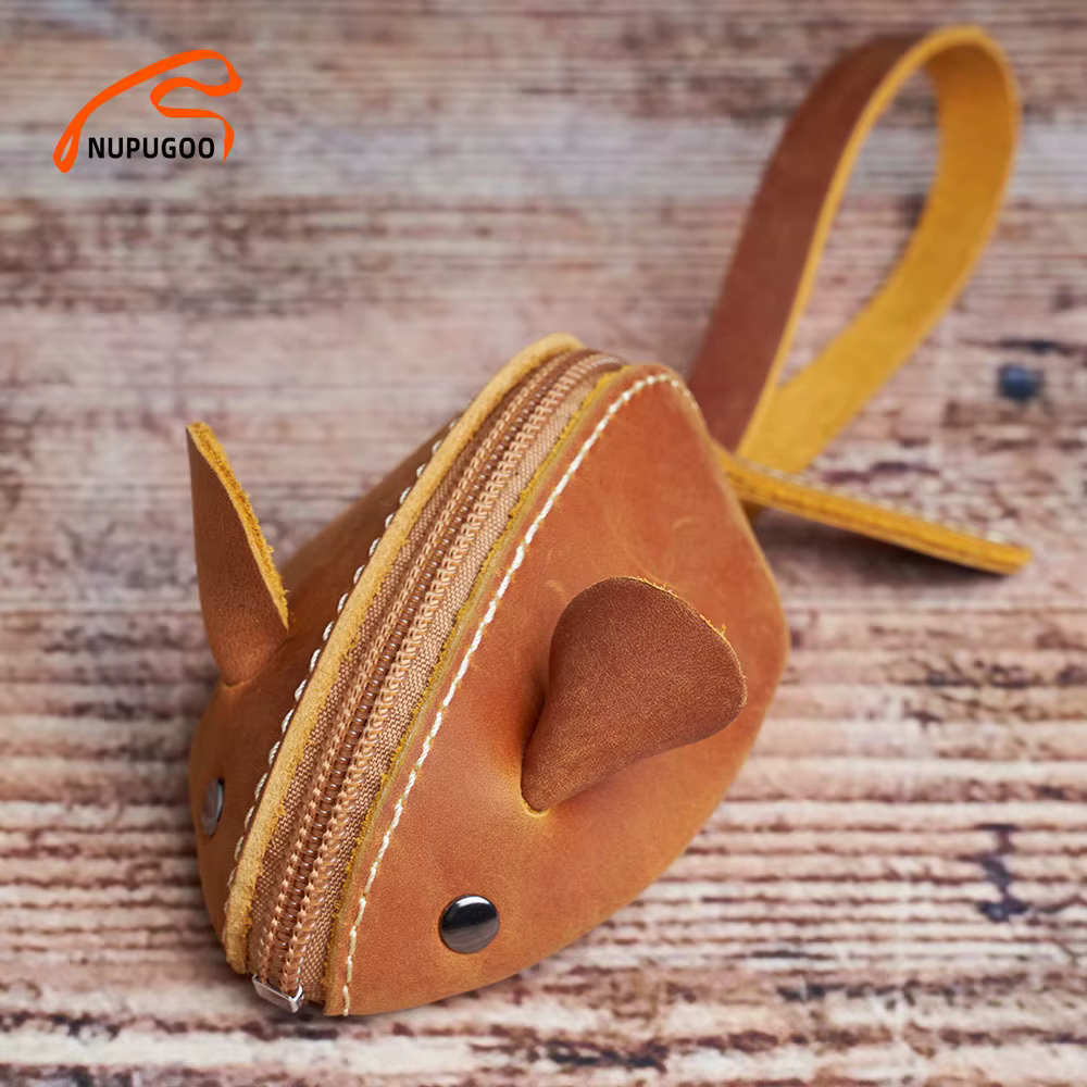 Vintage Mini porte-monnaie en cuir véritable petit portefeuille hommes femmes marron mode mignon souris sac de rangement tendance fermeture éclair poche NUPUGOO