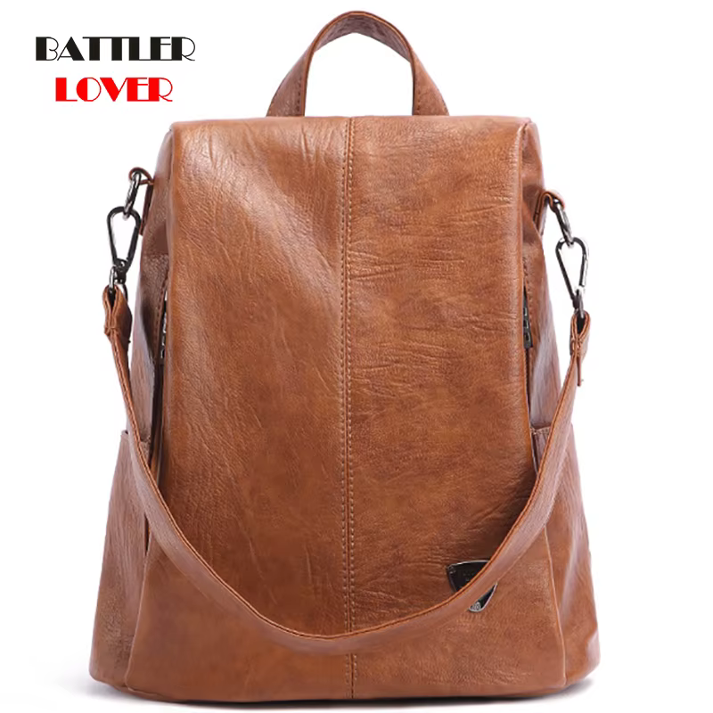 Sac à dos à bandoulière en cuir véritable pour femmes