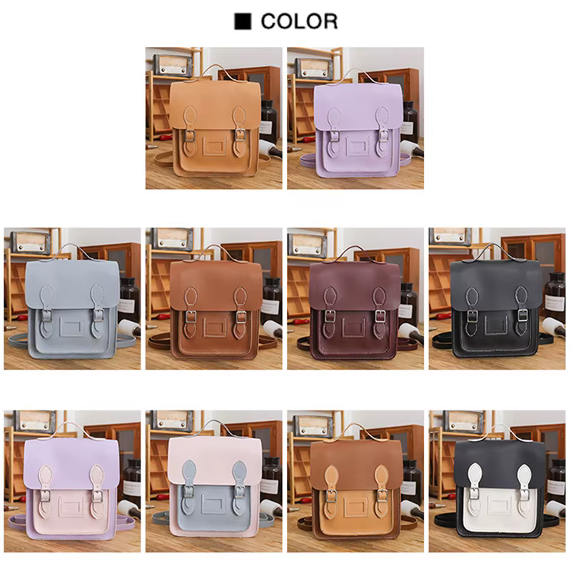 Sac à Dos Vintage Fait à la Main en Cuir PU de Grande Capacité