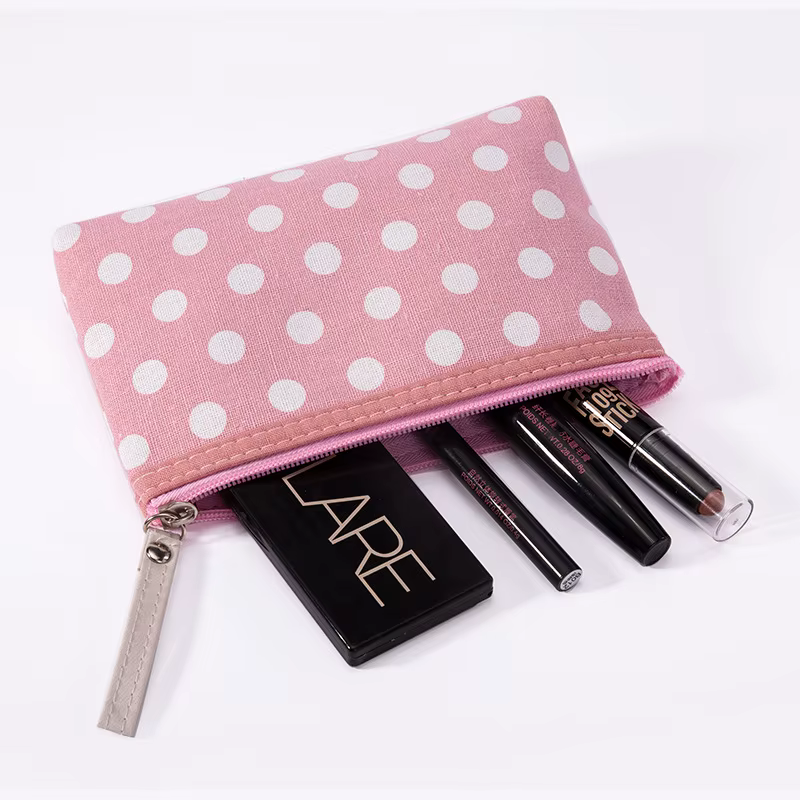 Sac de maquillage en toile imprimé de points