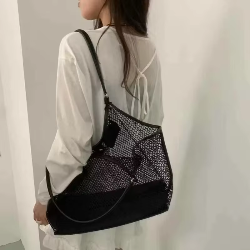 Femmes grande capacité maille plage voyage sac à bandoulière décontracté Shopper fourre-tout