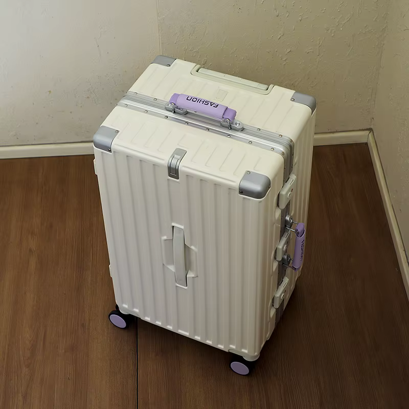 Valise de voyage grande capacité bicolore 20-28 pouces avec cadre en aluminium renforcé