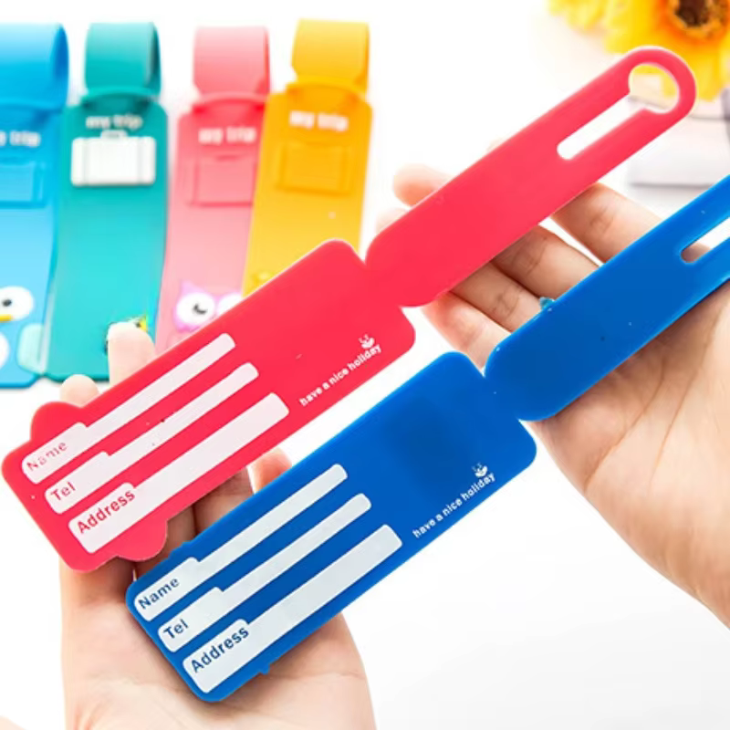 Étiquette de bagage en silicone créative et mignonne motif dessin animé pour hôtesses de l'air