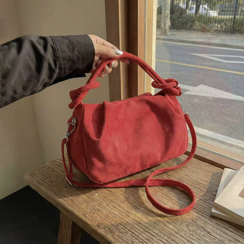 Nouveau sac bandoulière rétro en daim pour femme