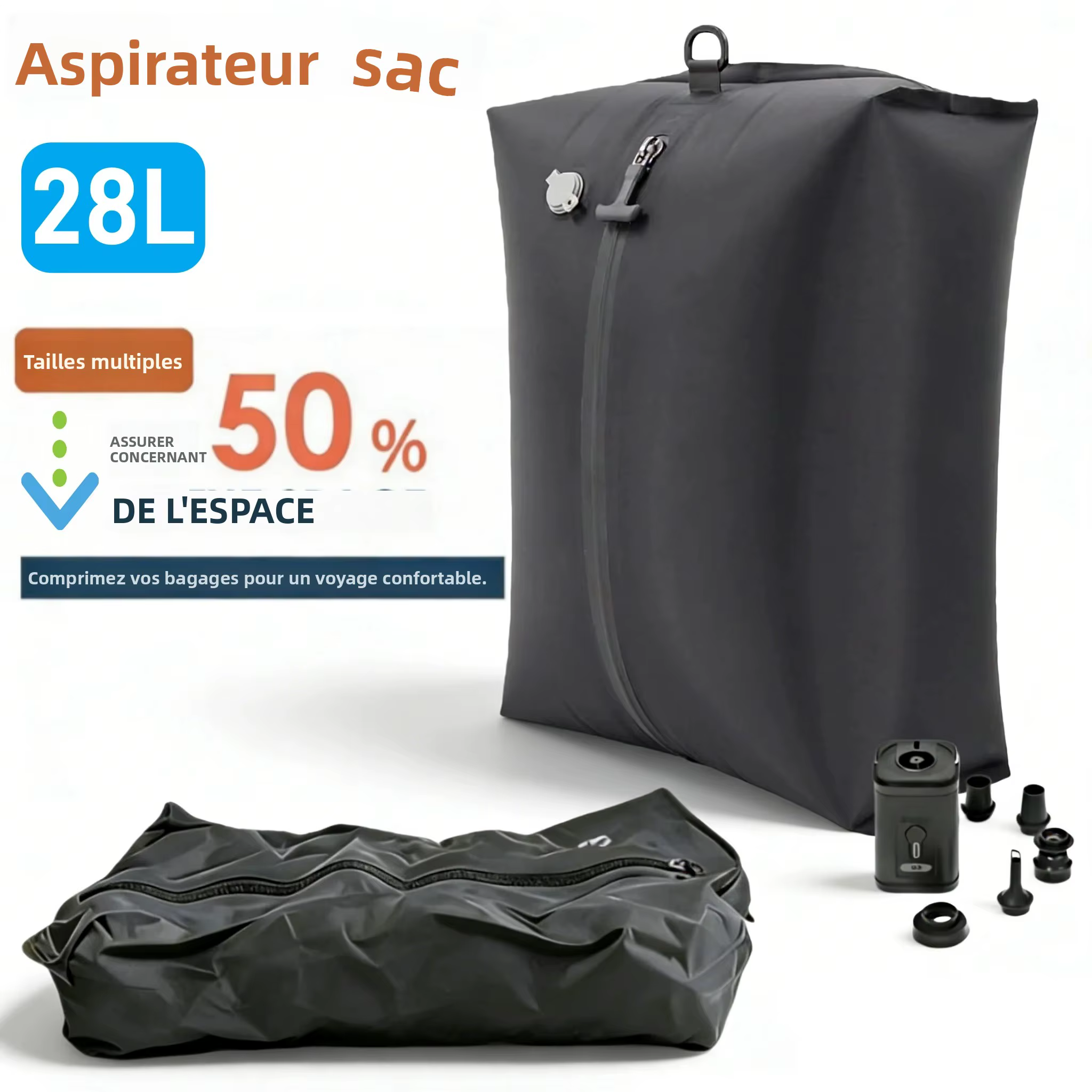 Sacs de compression sous vide pour bagages de voyage