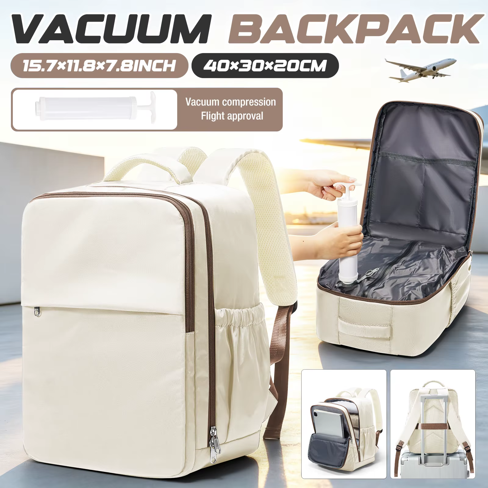 Sac à dos de voyage sous vide avec pompe manuelle