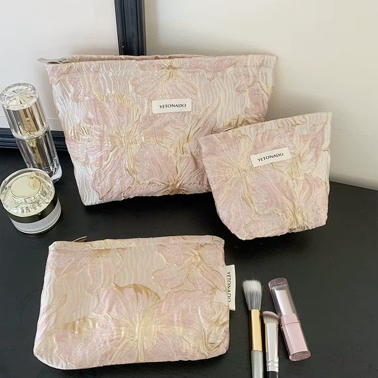 L/M/S relief Jacquard sacs de maquillage femmes sac cosmétique femme pochette trousse de toilette