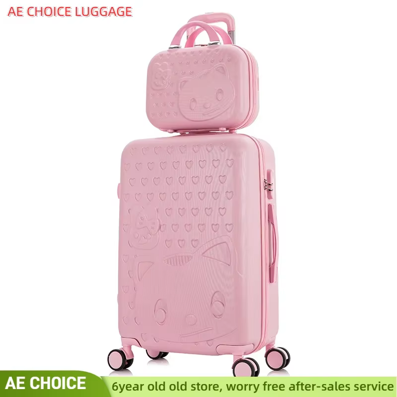 Ensemble de bagages à roulettes Cartoon Cat pour femmes