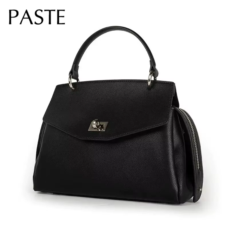 Classique affaires déplacements couverture fourre-tout en cuir de vache véritable femmes sac à bandoulière noir de haute qualité femme pratique sac à main