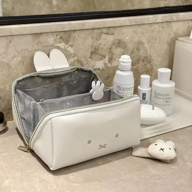 Kawaii Miffy lapin forme mignonne sac de maquillage à main multi-fonctionnel Portable sac de rangement de toilette jouet de noël cadeau pour les filles