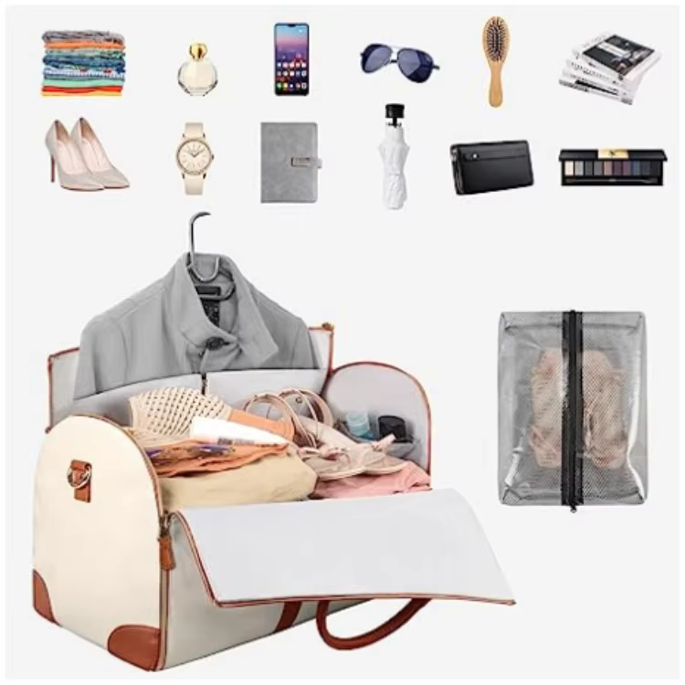 Sac de voyage convertible en cuir PU avec bandoulière