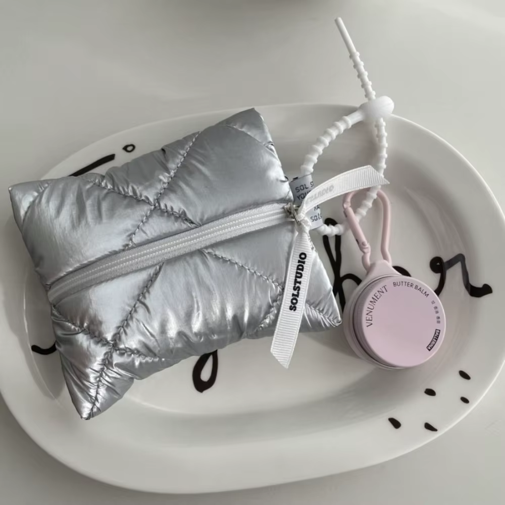 Mini sac à cosmétiques matelassé en coton