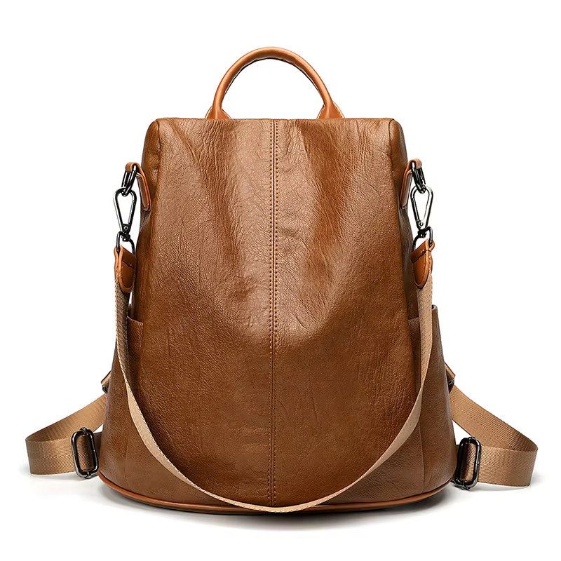 Sac à dos antivol marron pour femme
