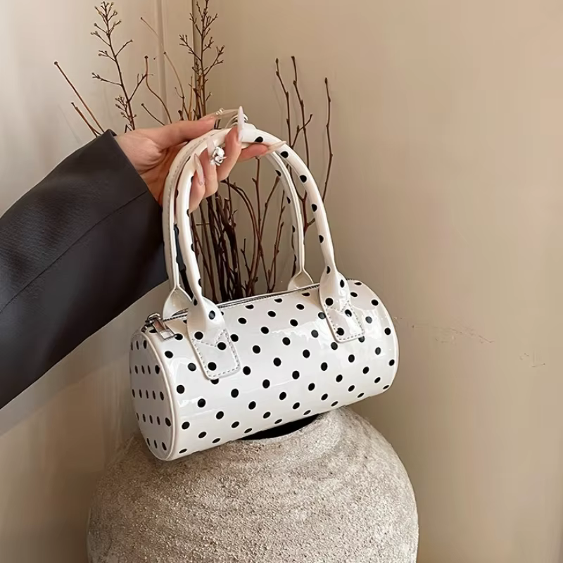 Sac à main en cuir PU à pois