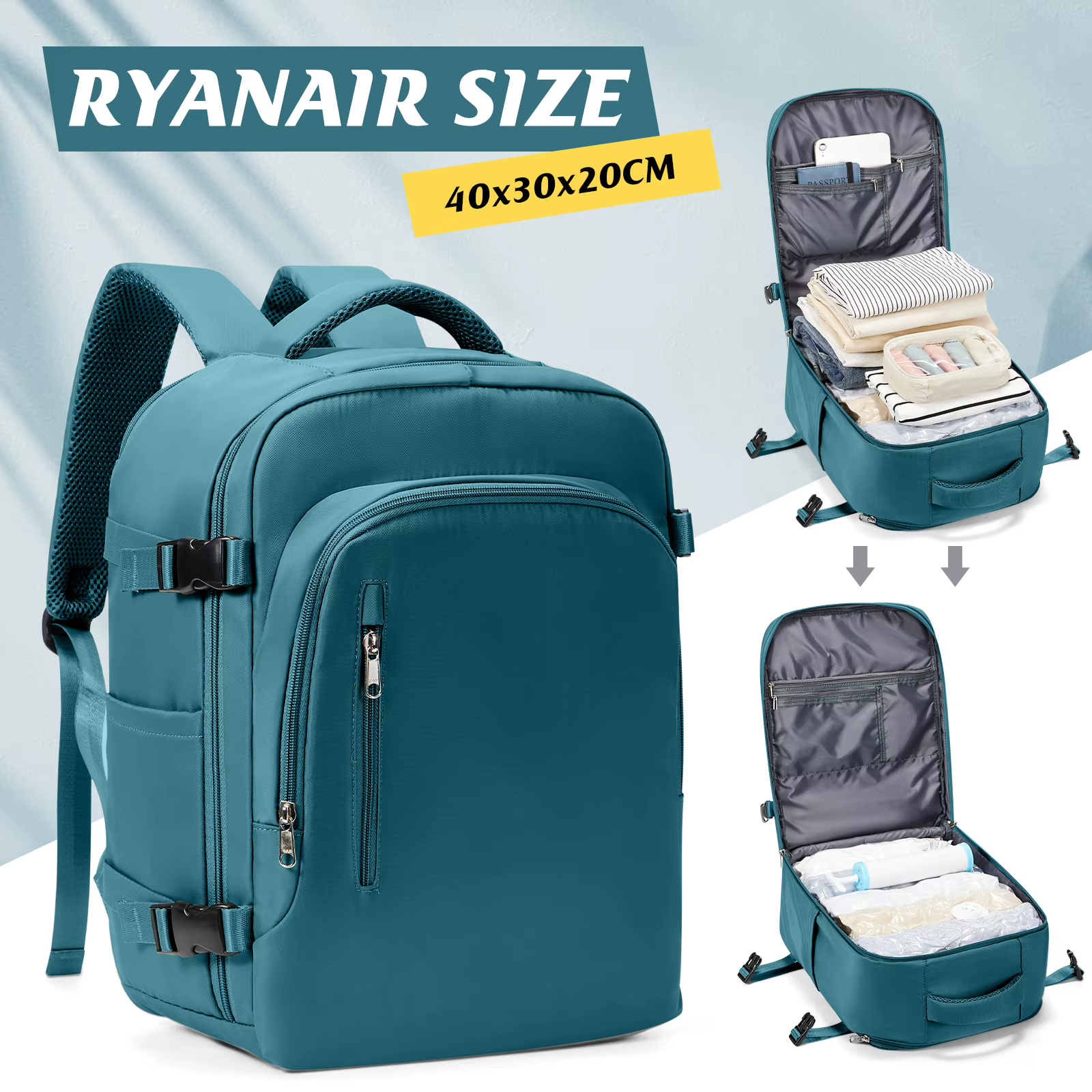 Sac à dos de voyage Ryanair pour bagages à main 40x30x20 pour femmes et hommes