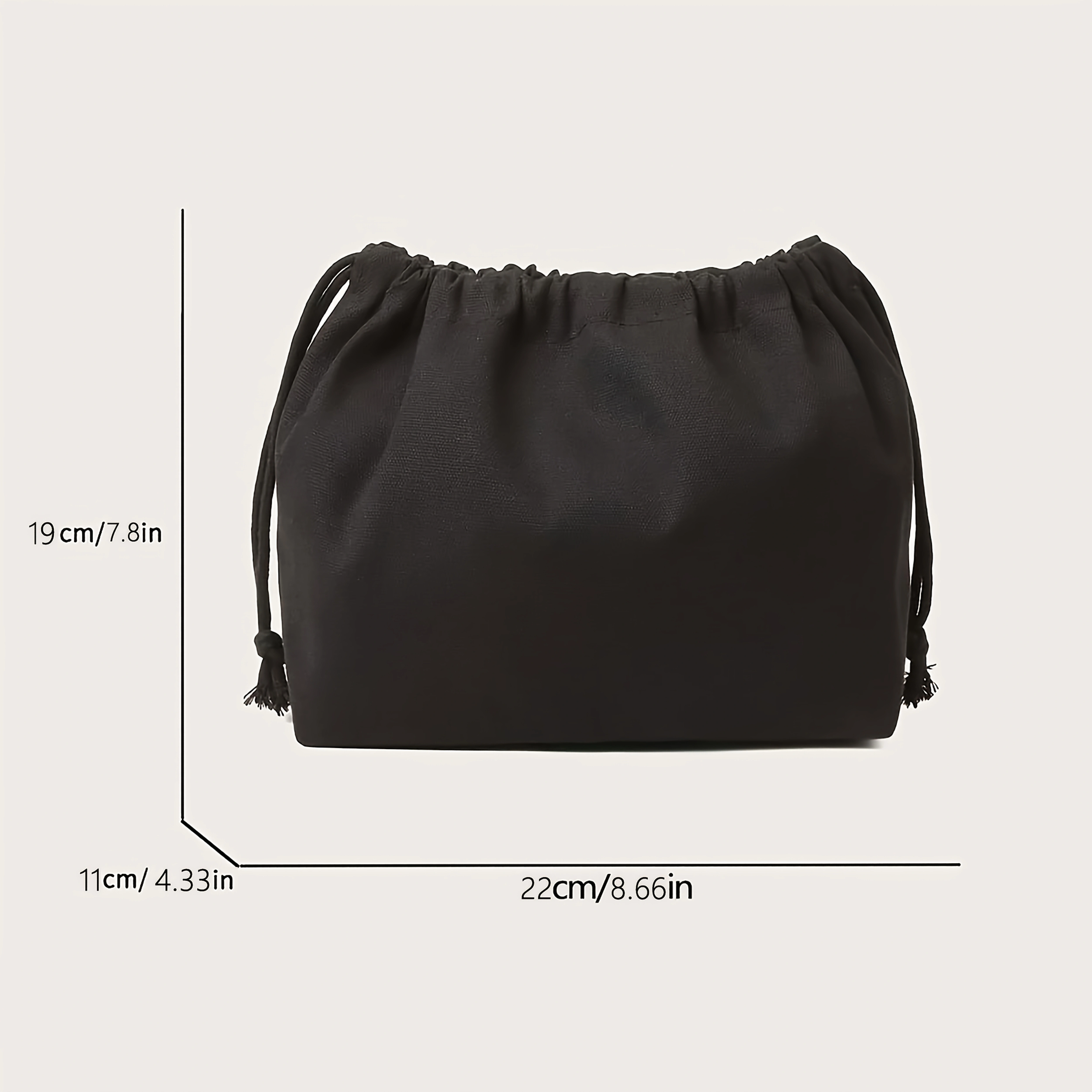1 sac de rangement beige en polyester à double cordon de serrage - un accessoire décontracté et un sac organisateur de cosmétiques avec fermeture sécurisée