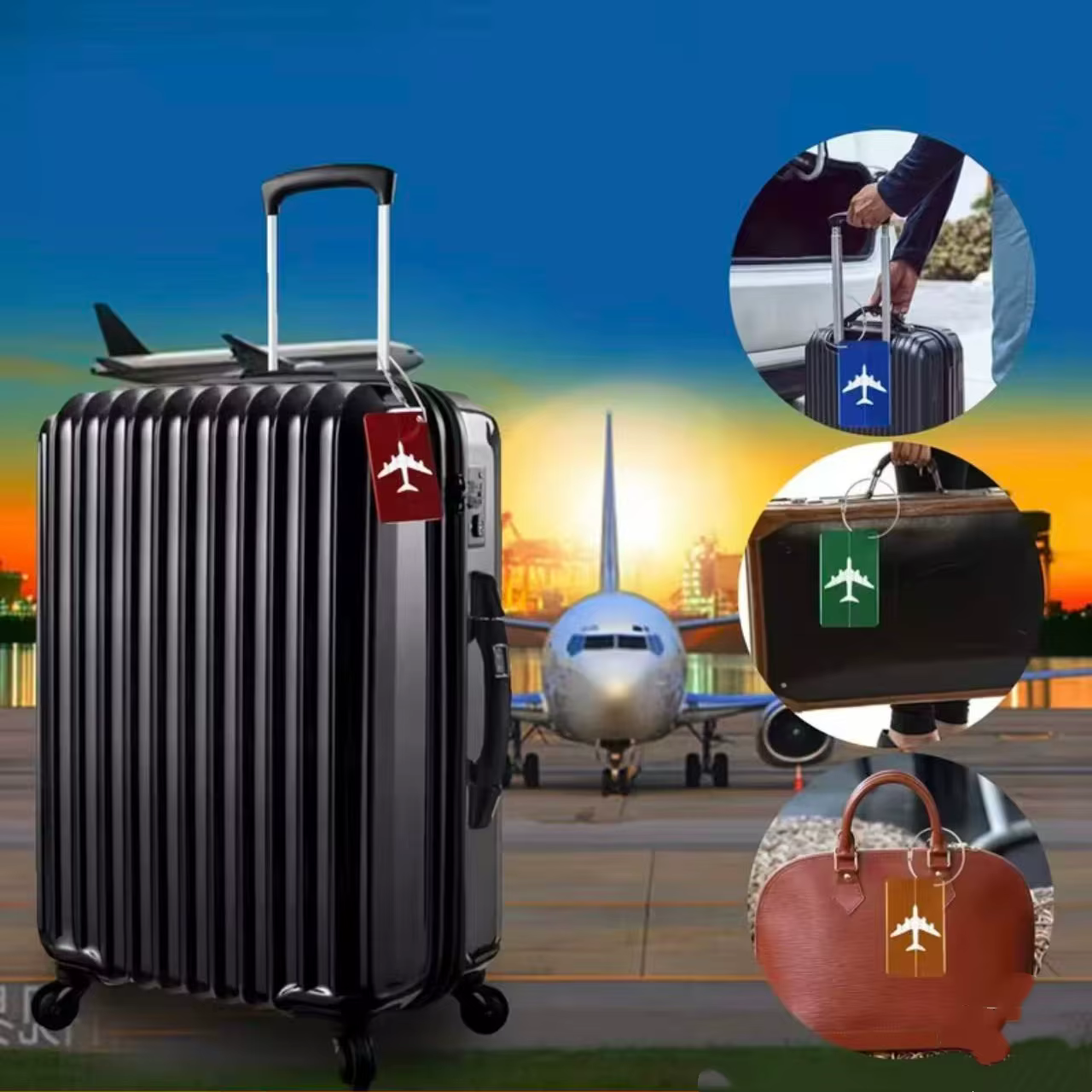 5 étiquettes de bagages en alliage d'aluminium pour voyage