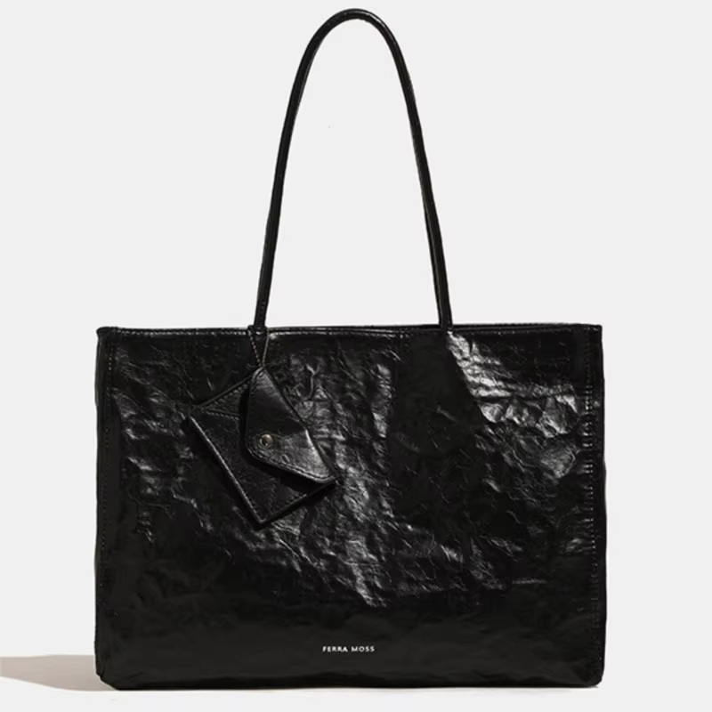 Sac fourre-tout plissé en cuir pour femmes