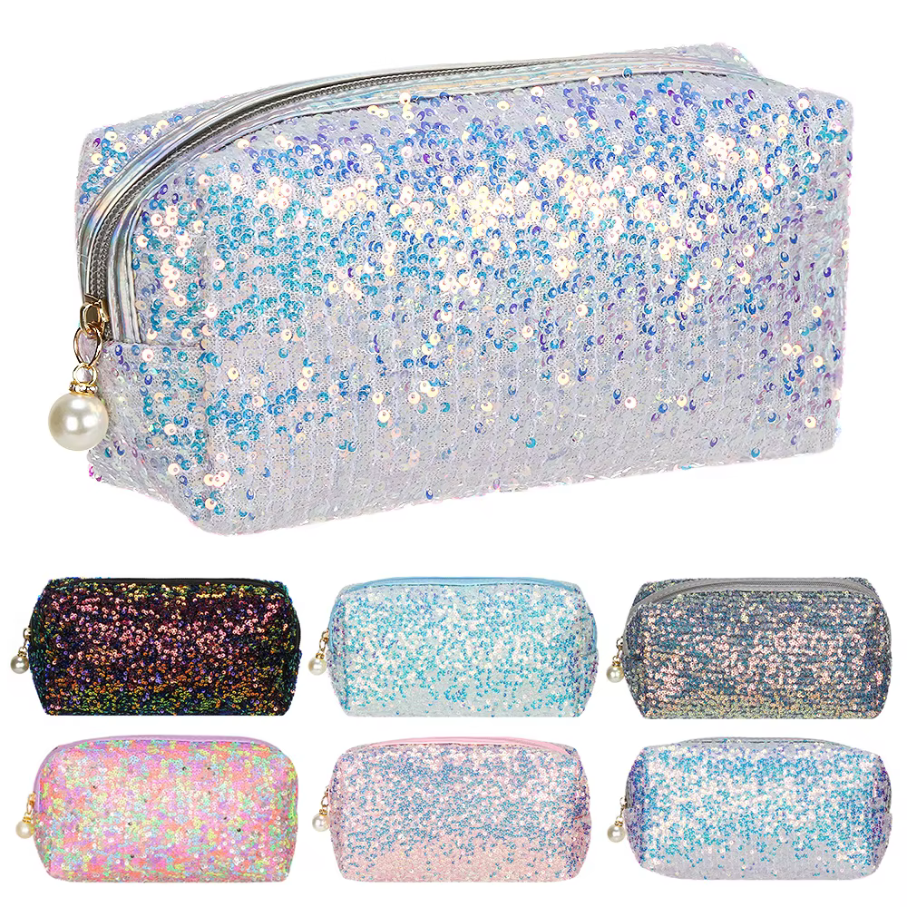 Trousse de maquillage sirène à paillettes