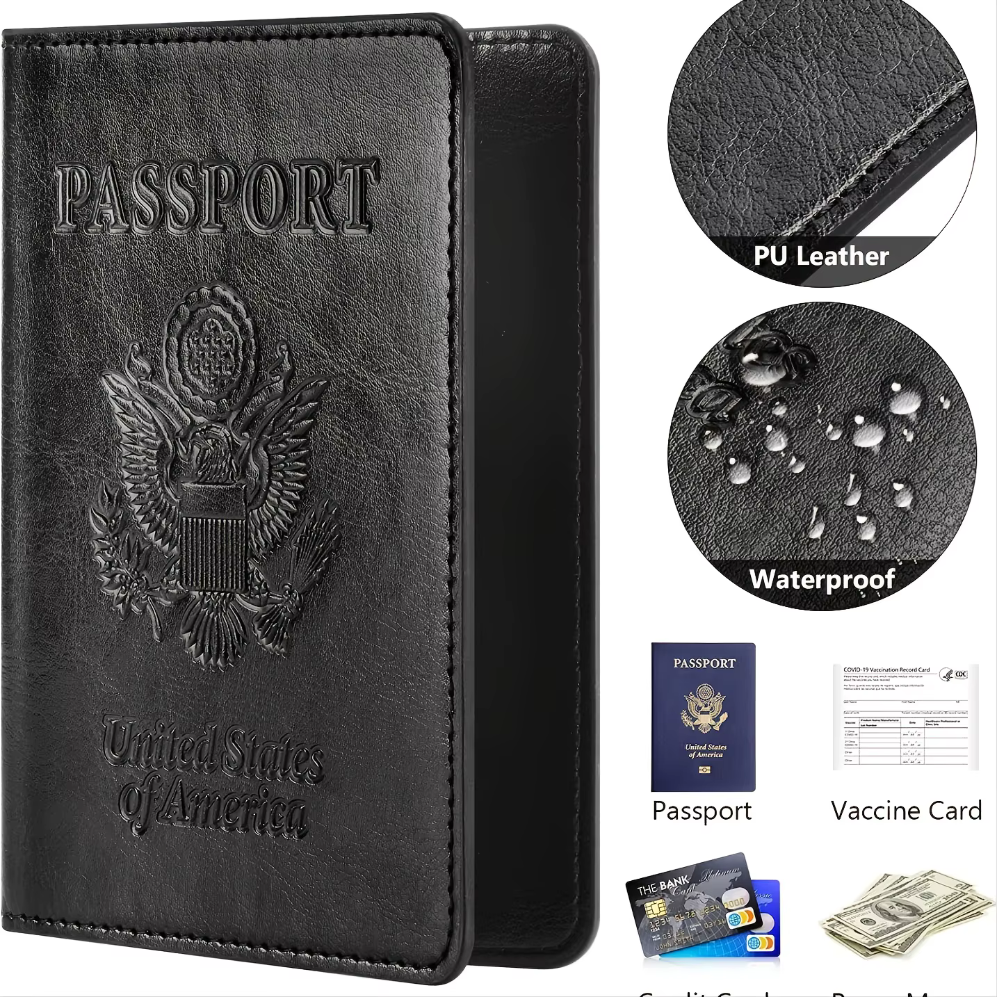 Porte-passeport en cuir avec blocage RFID
