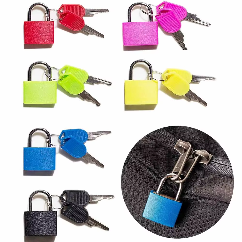 Nouveau 6 couleurs petit Mini cadenas en acier solide voyage petite valise serrure antivol avec 2 clés