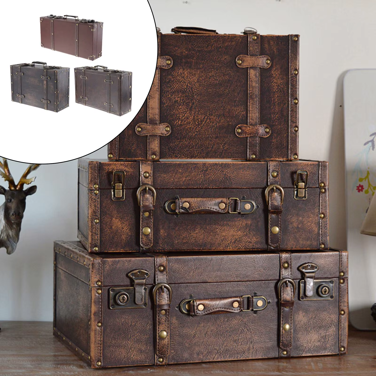 Valise rétro en bois Leatner