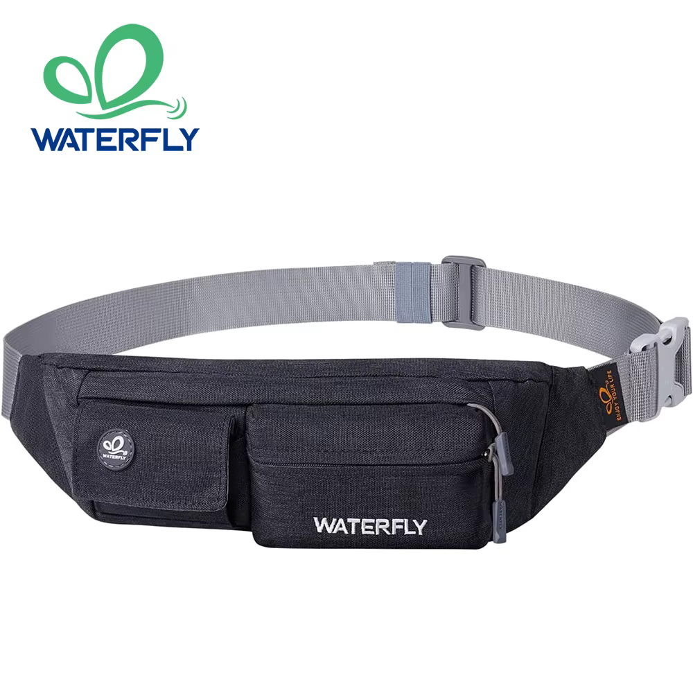 WATERFLY Fanny Pack pour femmes hommes petite pochette de taille sac de ceinture mince avec 4 poches pour la marche sac de poitrine à bandoulière léger