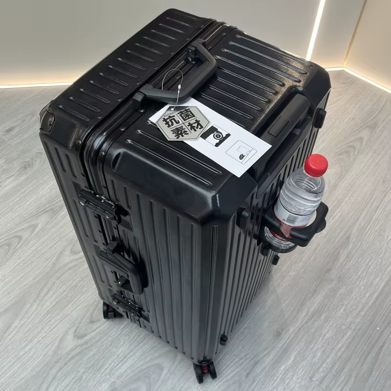 Nouvelle valise cadre en aluminium bagage roulant avec porte-gobelet porte-cabine matériau PC