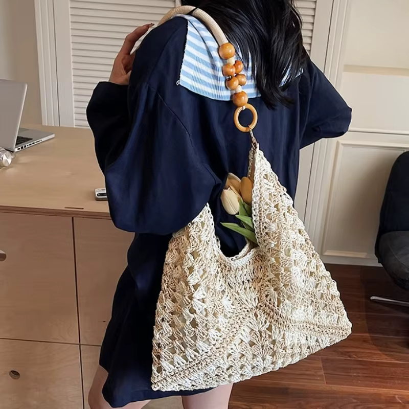 Sac cabas en paille tressée