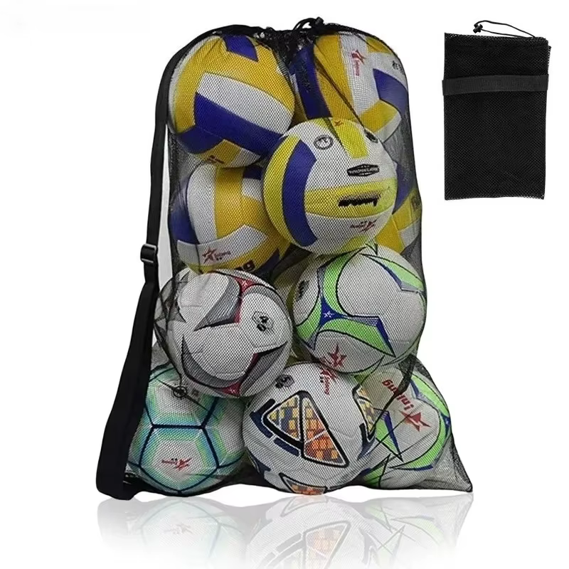 Sac à dos de sport en maille extra large avec cordon de serrage et poche zippée pour le football