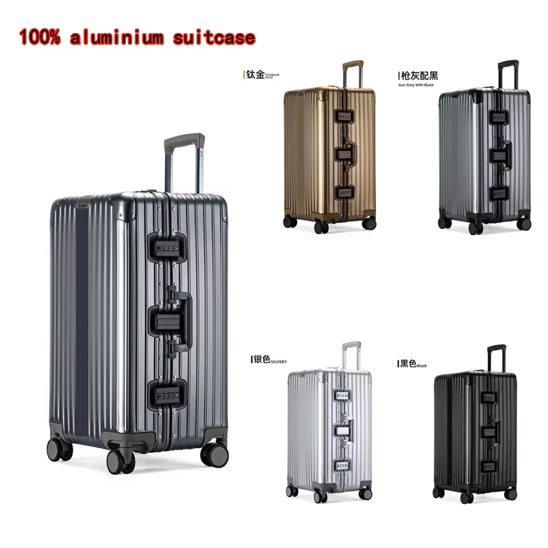 Valise de voyage épaisse tout en aluminium de grande capacité de 32 pouces