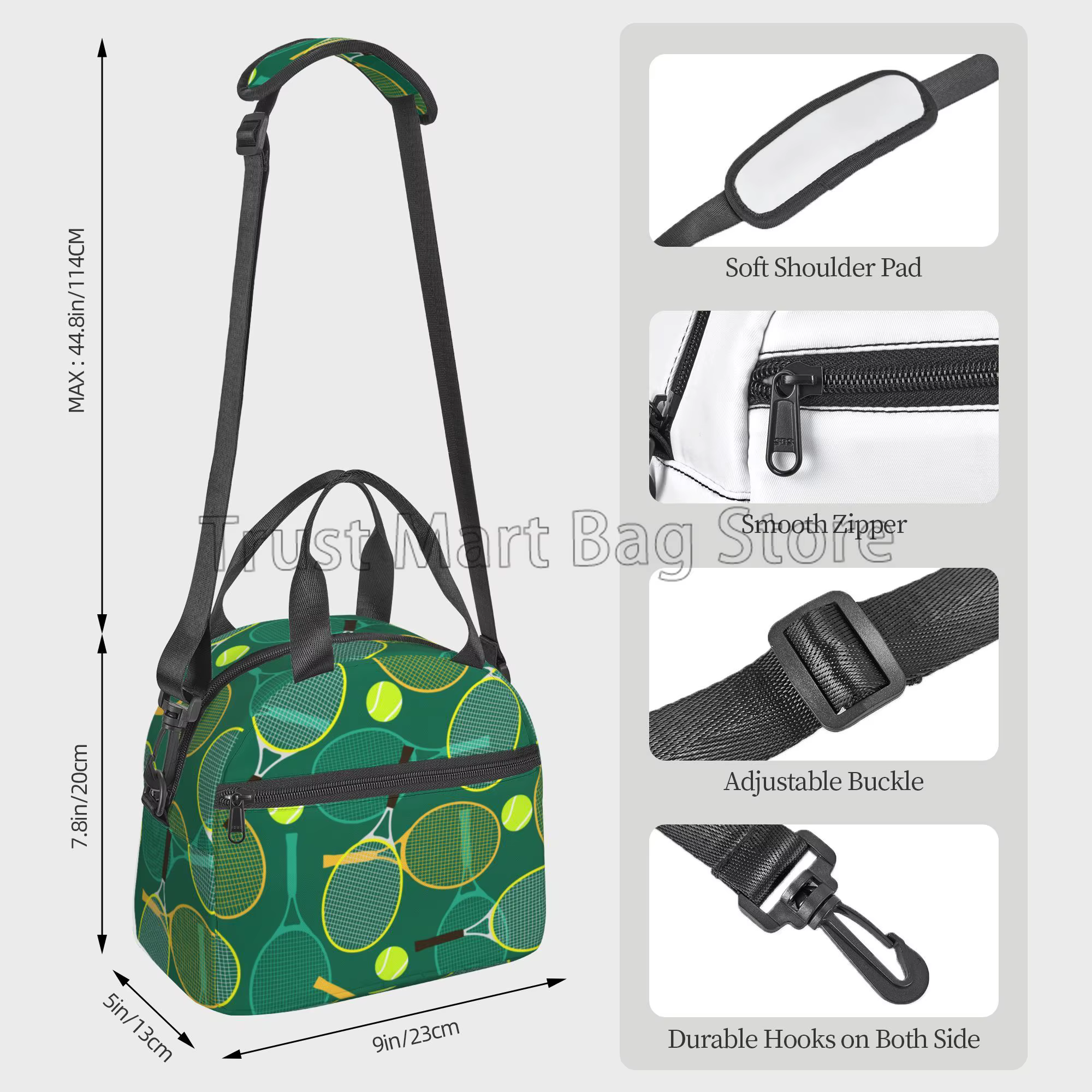 Sac à déjeuner isolé pour raquettes et balles de Tennis