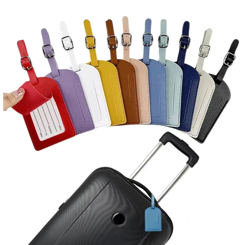 Étiquette d'identification de bagage en cuir PU pour valise