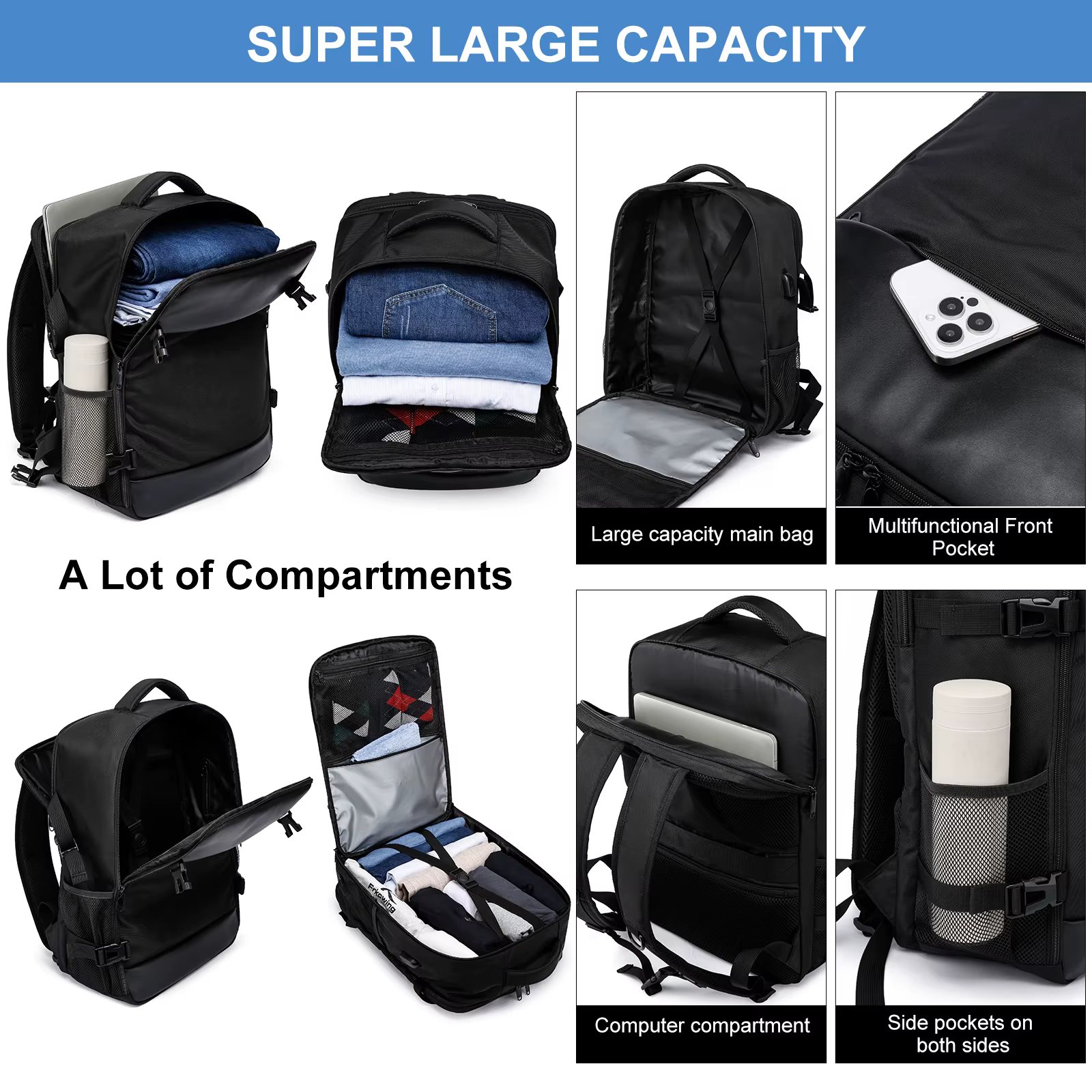 Ryanair 40x20x25 et easyjet 45x36x20 sac de cabine sac à dos de voyage unisexe sac à dos pour ordinateur portable sac à