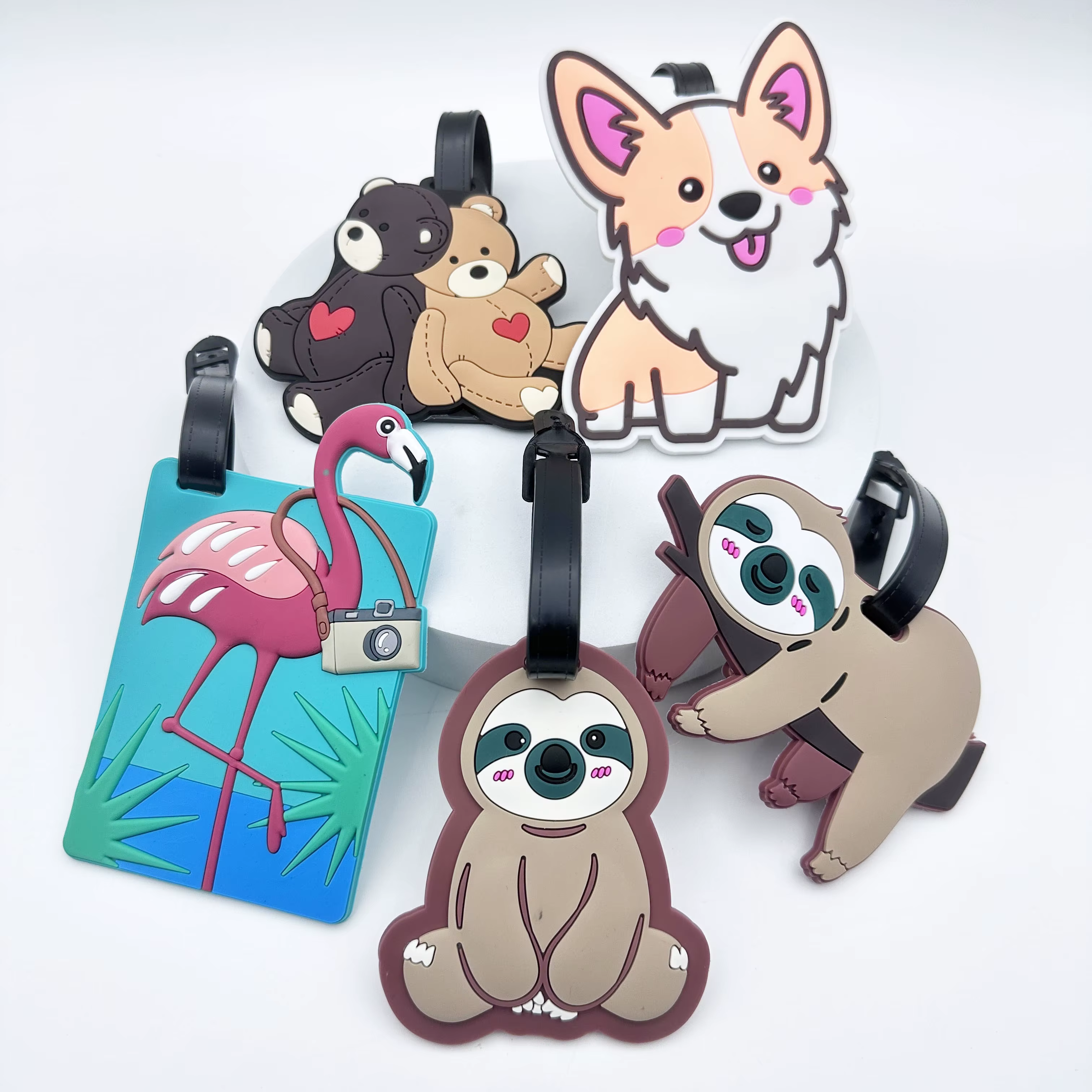 Étiquette de bagage en forme d'animal mignon