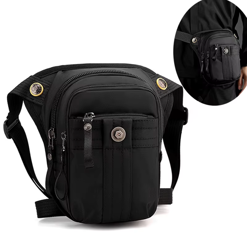 Hommes taille jambe sac Fanny Pack Sports de plein air moto cavalier voyage randonnée multi-poches en Nylon mâle goutte cuisse hanche ceinture sacs nouveau
