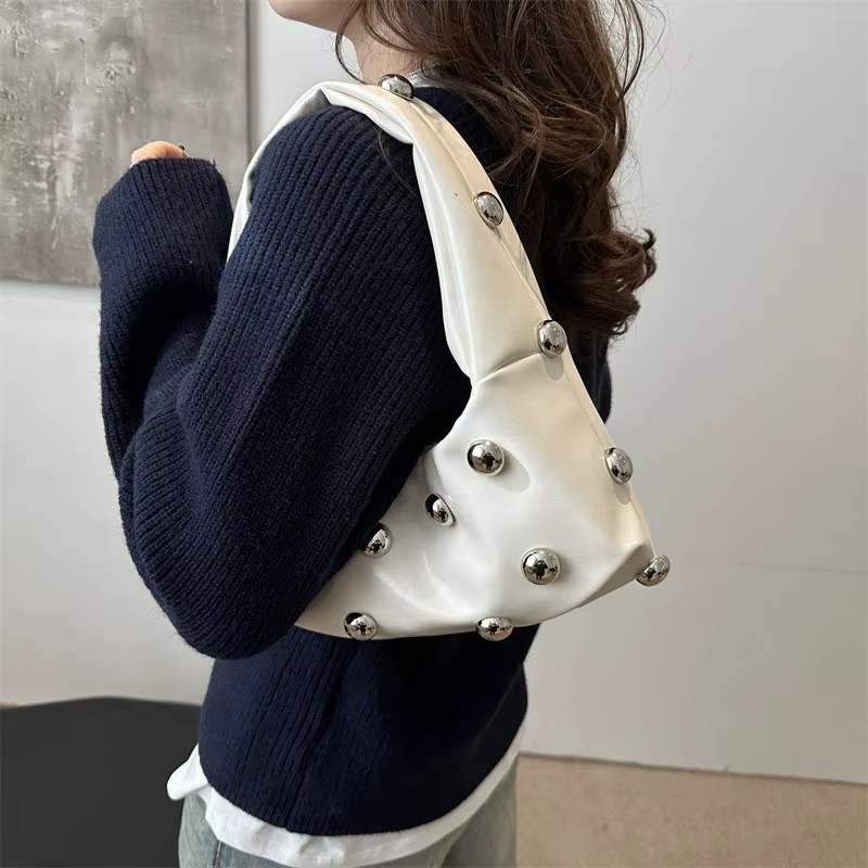 Sac à main Hobo clouté en cuir PU pour femme