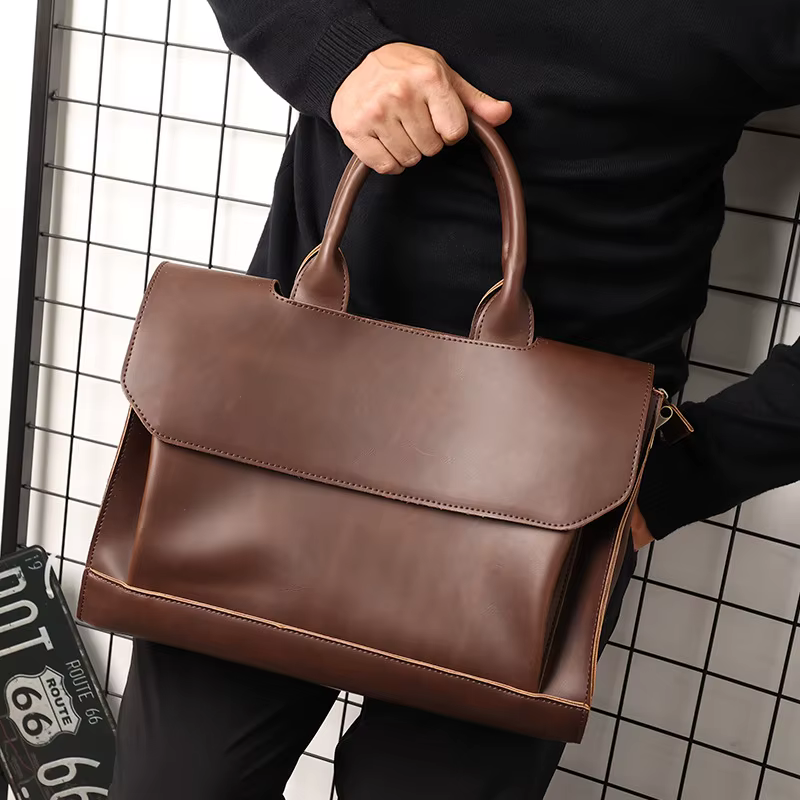Sac à main Vintage en cuir pour hommes