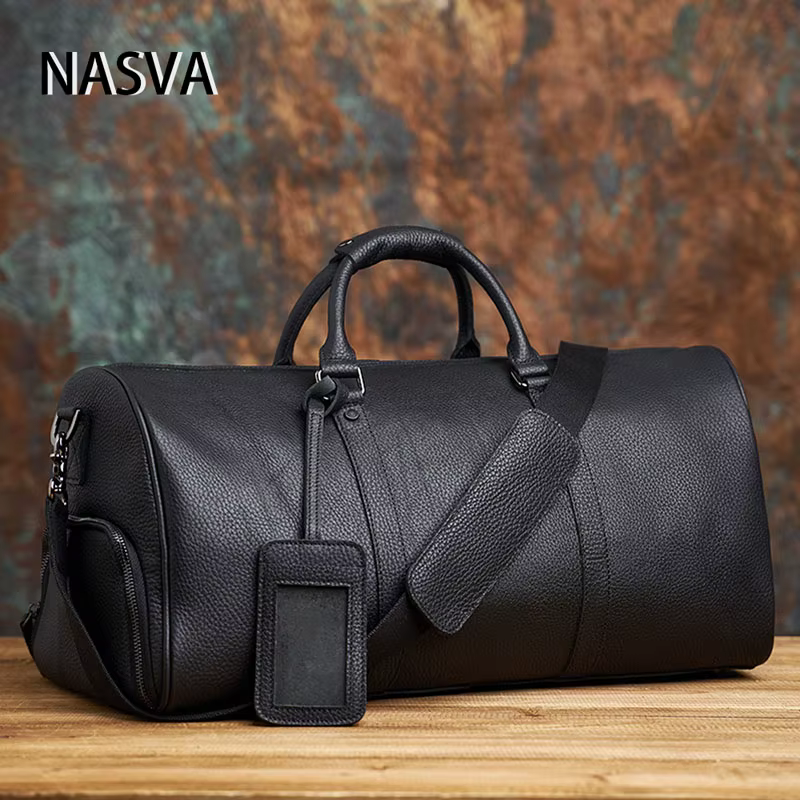 NASVA sac de week-end en cuir pour hommes et femmes bagages polochon sacs de voyage