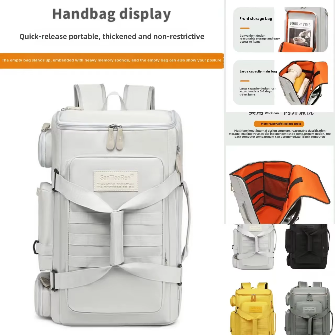 Multi-poches hommes sac à dos pour ordinateur portable voyage grande capacité